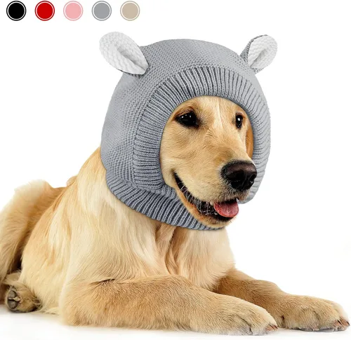 Vista 19 de Orejeras silenciosas para perros, cuello de 14.96 pulgadas, protectores auditivos para perros, protección contra ruido, gorro de punto envolvente