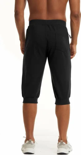 Vista 4 de MAGCOMSEN Pantalones capri deportivos 34 para hombre con bolsillos con cremallera, longitud a la rodilla, pantalones cortos de entrenamiento