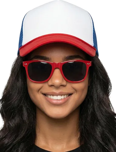 Vista 72 de Funky Junque Sombrero de camionero ligero Snapback de espuma de malla en Negro/Negro