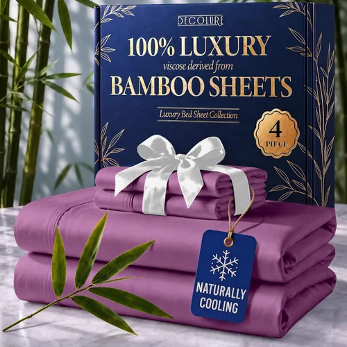Vista 28 de DECOLURE Sábanas 100% Viscosa Derivada de Bambú Tamaño Individual - Sábanas de Lujo de 3 Piezas Naturalmente Refrescantes, Juego de Cama Ultra Suave