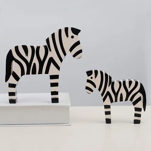 Vista 4 de Feng Chino Shui Estatua Escultura Estilo Nórdico Madera Cebra Escritorio Decoración Creativa Animal Madera Tallado Decoración del Hogar Regalo