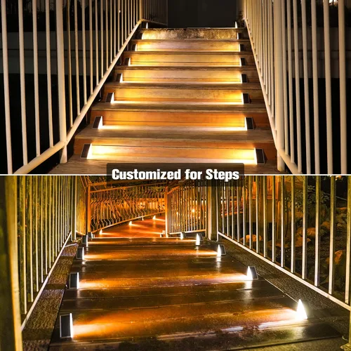 Vista 3 de VOLISUN Paquete de 6 luces solares para escaleras, luces solares Blanco cálido