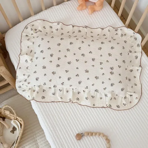 Vista 33 de BuLuTu Funda de almohada de muselina de algodón para niños pequeños con bonito patrón de flores de azalea, súper suave, funda de almohada para cuna