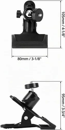 Vista 6 de QWORK Paquete de 4 soportes multifuncionales de trípode para cámara con trípode giratorio de 360 grados, mini cabeza de bola, color negro