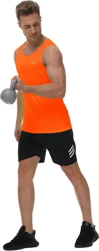 Vista 5 de Cakulo Camisetas sin mangas de neón para hombre, para entrenamiento, gimnasio, atletismo, natación, playa, tallas grandes y altas, de secado rápido