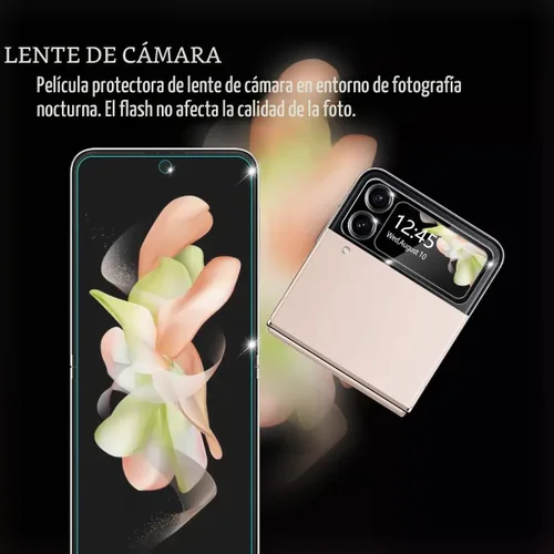 Vista 6 de Protector de pantalla para Galaxy Z Flip 4 5G + protectores de lente de cámara, [2+2 unidades] Protector de pantalla de cobertura completa