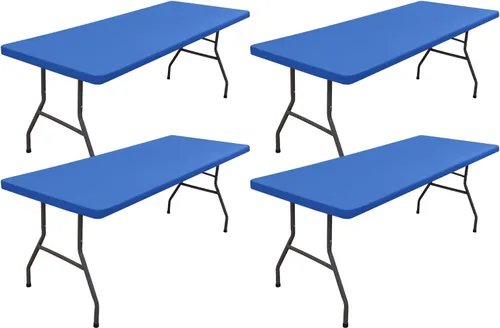 Vista 13 de homing Paquete de 4 manteles rectangulares de 4 pies, mantel ajustable de poliéster impermeable, lavable, para picnic, campamento, al aire libre