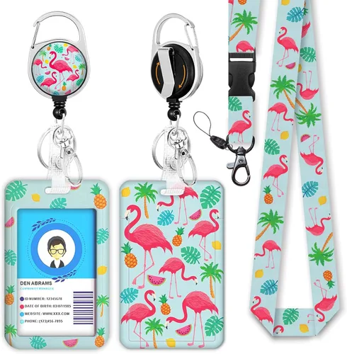 Vista 18 de Giancomics Soporte para tarjetas de identificación negro con cordón, cordones para insignias de identificación con carrete de insignia retráctil