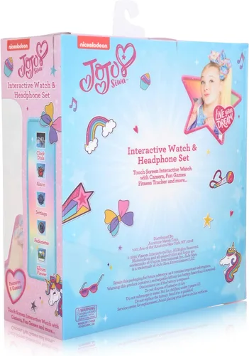 Vista 3 de Accutime JoJo Siwa Nickelodeon - Reloj inteligente de aprendizaje educativo para niñas con auriculares verdes y rosados a juego (modelo JOJ40159AZ)