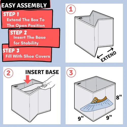 Vista 5 de Caja de RE Goods para cubrezapatos Caja desechable para botines de zapatos para listados de inmobiliarios y casas abiertas Por favor, cubra