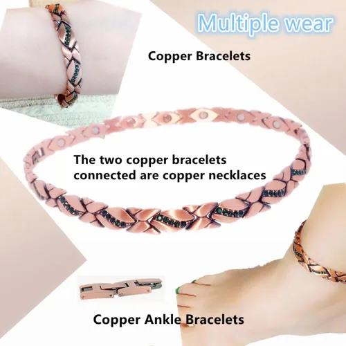 Vista 5 de Pulseras magnéticas de cobre para mujer - 99.99% pulseras magnéticas de cobre puro