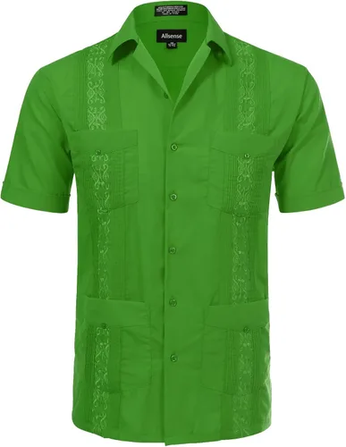 Vista 25 de Allsense - Camisa guayabera cubana de manga corta con botones para hombre