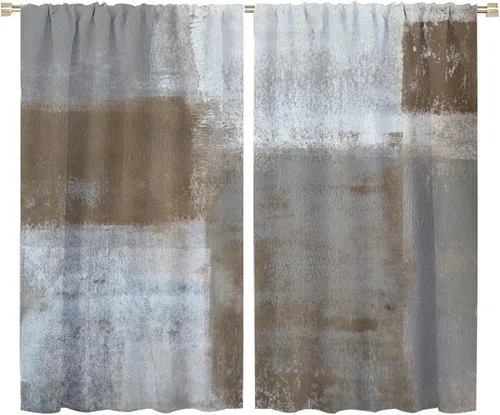 Vista 27 de Cortinas rústicas occidentales marrones con patrón de cornamenta para puerta, con bolsillo para barra, cortinas de ventana para dormitorio, sala