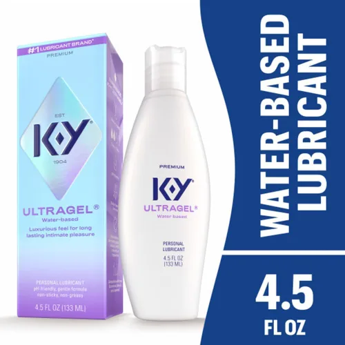 Vista 2 de K-Y Ultragel Premium Fórmula a base de agua amigable para el cuerpo, 4.5 onzas líquidas, lubricante personal para sexo más húmedo para hombres