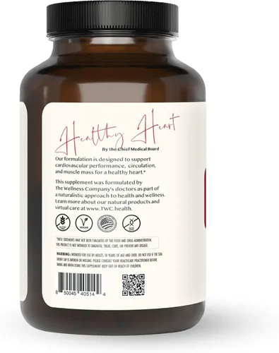 Vista 2 de The Wellness Company Corazón saludable: fuerza cardiovascular, flujo sanguíneo, producción de óxido nítrico y niveles de colesterol saludables 120