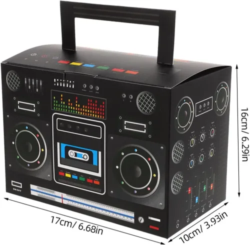 Vista 2 de MERRYHAPY 6 cajas de regalo de fiesta de los años 80, cajas de boom novedosas cajas retro de radio de colores mezclados para dulces retro