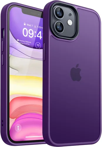 Vista 16 de CANSHN Compatible mate con iPhone 11 [Certificado de caída militar] Funda de teléfono con parte trasera translúcida, antihuellas - Negro helado
