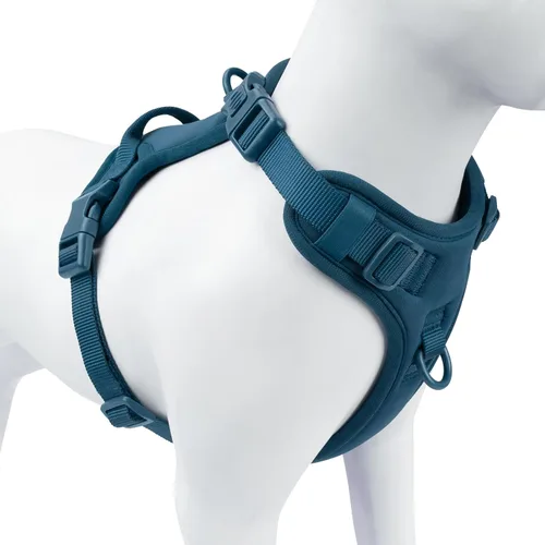 Vista 15 de Arnés para perro sin tirones, chaleco para cachorro con clip frontal para perros pequeños, medianos y grandes (negro, XS)