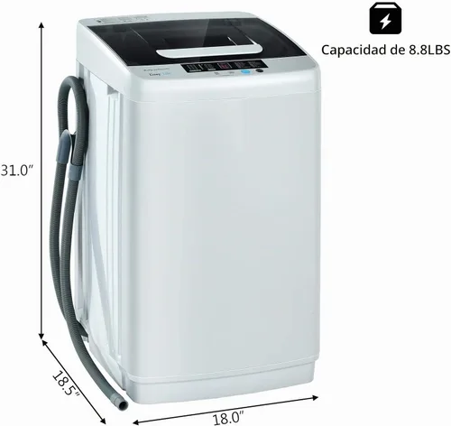 Vista 7 de Lavadora completamente automática Giantex, lavadora portátil de lavandería 2 en 1, combo de lavadora y centrifugadora de 8.8 libras, bomba