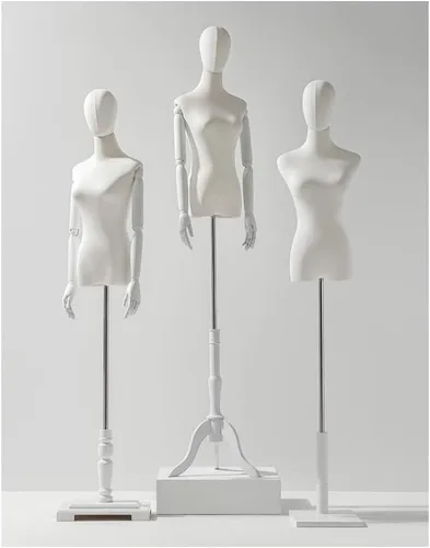 Vista 3 de Vestido femenino ajustable forma maniquí torso 51.2-72.8 in - Perfecto para ropa, exhibición de joyas y costura, incluye brazos/cabeza y base