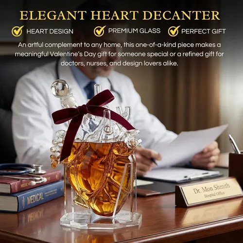Vista 7 de Heart Decanter - Juego de decantador de whisky y vino, aireador de órganos, con texto en inglés «That Someone You Love», regalo para médicos