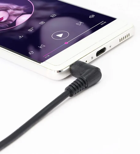 Vista 2 de DC 0.138 in 3Pole macho a macho DC Audio estéreo 3 polos Cable de extensión en ángulo de 90 grados para teléfonos, portátiles, MP3, mesa PC y más