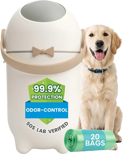 Vista 25 de iTouchless Cubo de basura para excrementos de perro de 3 galones / 12 litros con filtro de olor AbsorbX – Recipiente de basura de metal de cierre