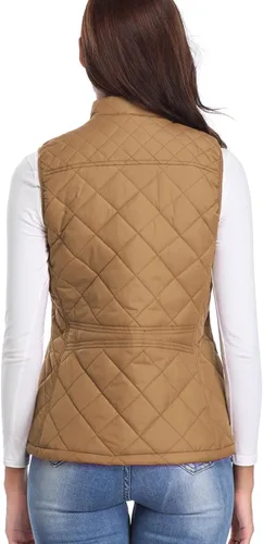 Vista 7 de Fuinloth - Chaleco acolchado para mujer, diseño de cuello alto, ligero, con cierre