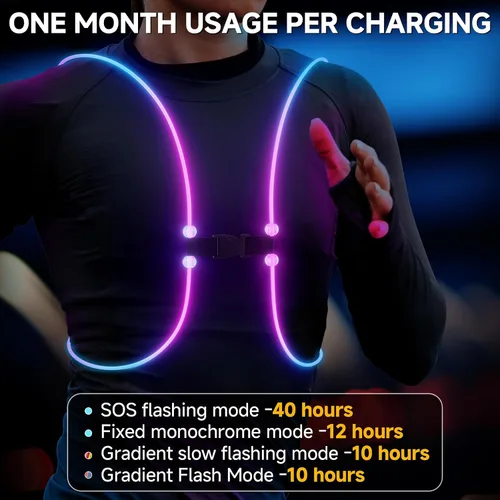 Vista 7 de Running Lights For Runners, Reflective Running Vest, Reflective Running Gear Walking Vest For Women, Night Running Gear, Light Up Running Vest