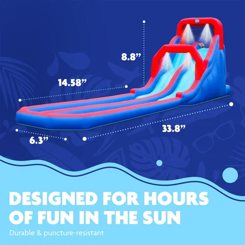 Vista 3 de SUNNY & FUN Parque acuático inflable del tobogán acuático del chapoteo Heavy-Duty Oxford Blow-Up Water Slides for Kids Backyard Climbing Walls