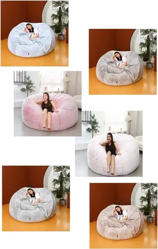 Vista 3 de NAZARR Puf para adultos (sin relleno), silla de puf gigante, sillas de puf grandes, funda para silla puff grande, silla puff para adultos de 5 pies