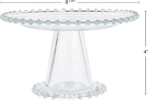 Vista 2 de Tarta de postre de pedestal con borde de cuentas de cristal de hasta 8 pulgadas para eventos especiales, eventos de boda, fiestas y decoración
