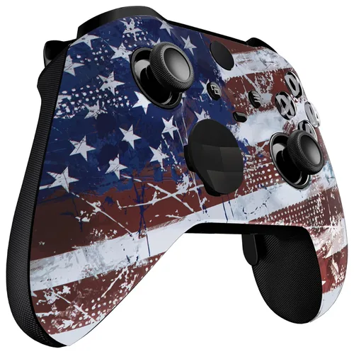 Vista 6 de eXtremeRate Impression US Flag Replacement Faceplate Cover for Xbox One Elite Controller Series 2 (Model 1797), Soft Touch Front Housing Shell &