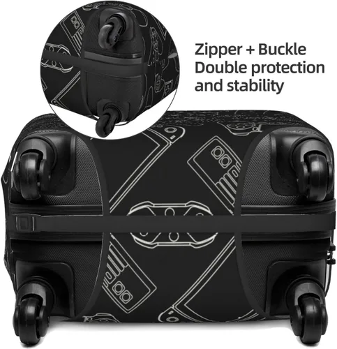 Vista 5 de Lukbfall Fundas elásticas lavables para equipaje con patrón de controlador de videojuegos, protector de equipaje para maleta de viaje, funda