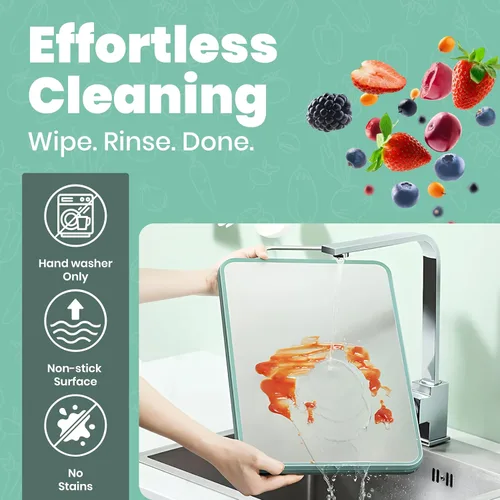 Vista 7 de Tablas de cortar grandes de acero inoxidable para cocina, tabla de cortar de acero inoxidable con Juice Grove ultra duradera, antiadherente, fácil
