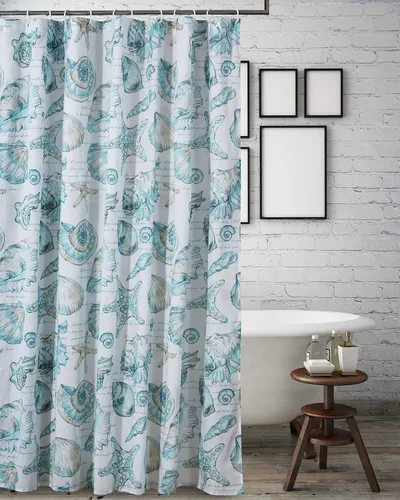 Vista 20 de Greenland Home Fashions Cortina de ducha de tela Sensations, decoración elegante para el baño, lavable a máquina, 72 pulgadas x 72 pulgadas, Atlantis
