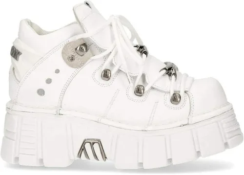 Vista 3 de New Rock 106N Tower - Botas de tobillo para mujer, 100% piel, estilo gótico, con plataforma punk, a la moda