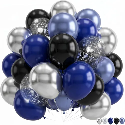Vista 21 de Globos negros y dorados de graduación con globos de aluminio de graduación, globos metálicos de color negro, blanco, arena, beige, dorado
