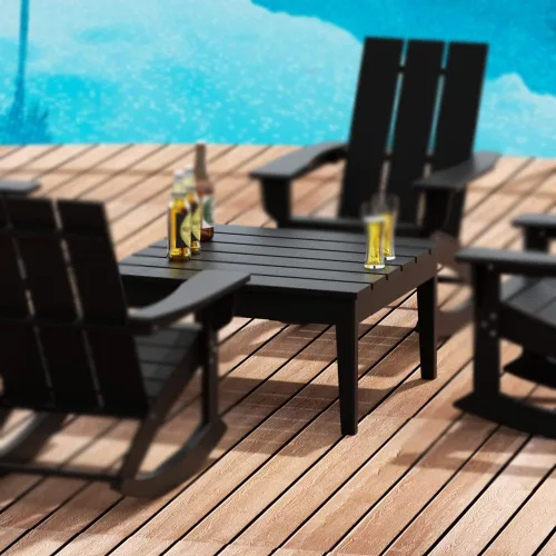 Vista 2 de WestinTrends Ashore - Mesa de centro para exteriores, 32 pulgadas de madera de polietileno Adirondack para todo tipo de clima, mesa auxiliar Negro