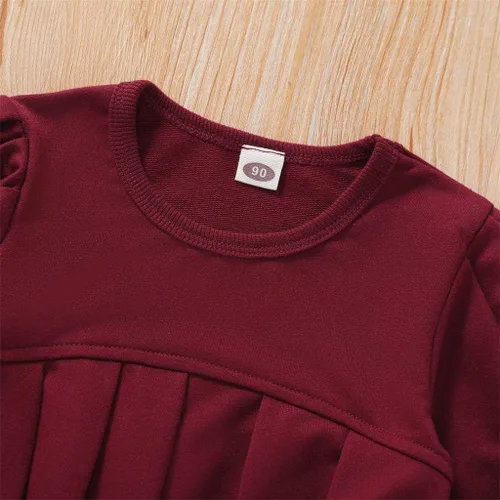 Vista 4 de Ritatte - Conjunto de 2 piezas de ropa de invierno para niñas pequeñas, blusa cálida de manga larga y pantalones de algodón