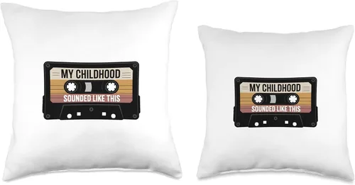 Vista 3 de My Childhood Sounded Like This Retro Cassette Throw Pillow