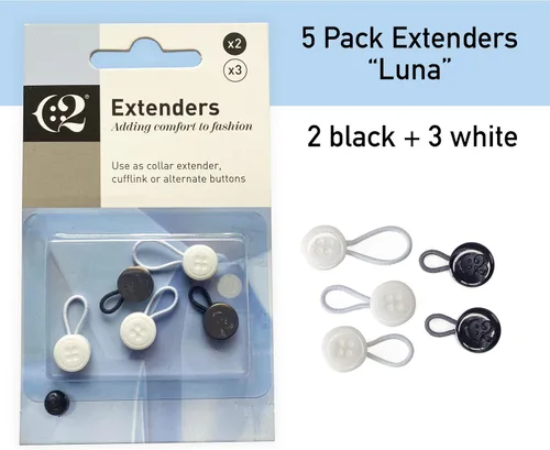 Vista 5 de Extensor elástico de cuello de camisa, paquete de 5 extensores de cuello para camisa de vestir, extensor de botón no metálico para camisas