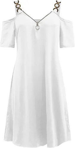 Vista 4 de Vestidos sexys para mujer vestido casual con tirantes en la espalda corto sexy con cuello en V manga abierta a la moda con cremallera para fecha