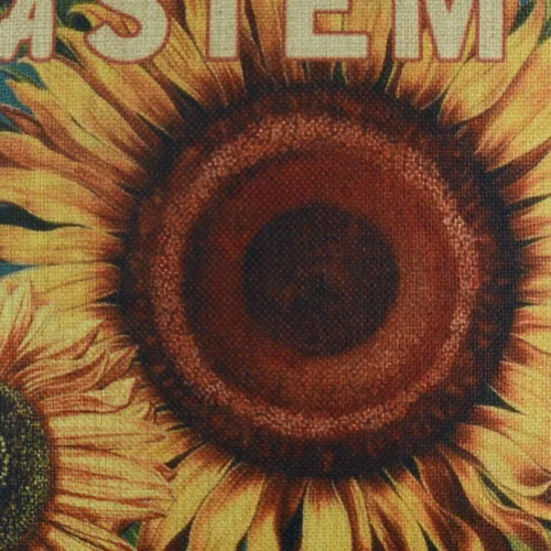 Vista 2 de Funda de cojín de arpillera de 18.0 x 18.0 in, diseño de girasol, Algodón, Estándar