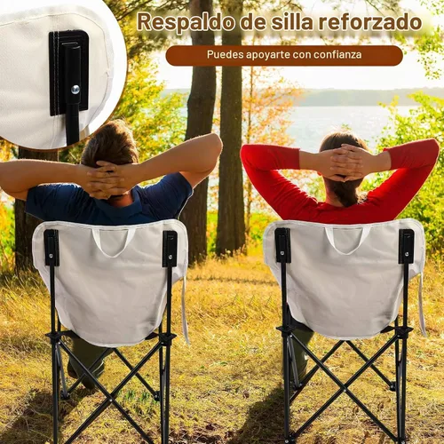 Vista 6 de FairySandy Paquete de 6 sillas de camping portátiles, sillas de campamento plegables ligeras, sillas compactas para mochileros con bolsa de Beige