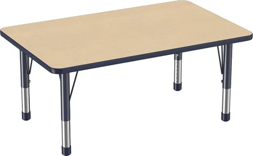Vista 96 de FDP - Mesa rectangular para actividades escolares y aulas (24 x 36 pulgadas), patas gruesas para niños pequeños, altura ajustable de 15 a 24