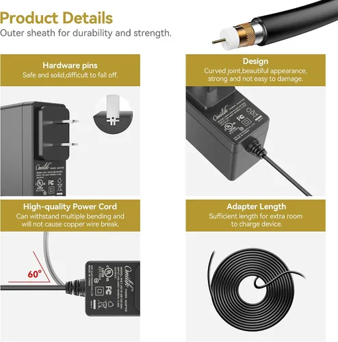 Vista 5 de Adaptador de 5 V CA/CC compatible con Yealink T29G T32G T33G T38G MP56 T48U T46U T48G T57W SIP-T54W Teléfono IP YLPS052000B1-US YLPS052000B-US