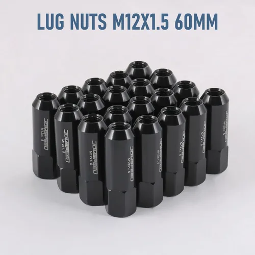 Vista 7 de JDMSPEED - Repuesto de tuercas de llanta alargadas de aluminio de 2.23 pulgadas para llantas M12 x 1.5, 20 unidades, color negro