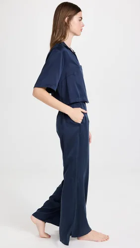 Vista 4 de Lunya Conjunto de pantalón de seda lavable de tiro alto para mujer