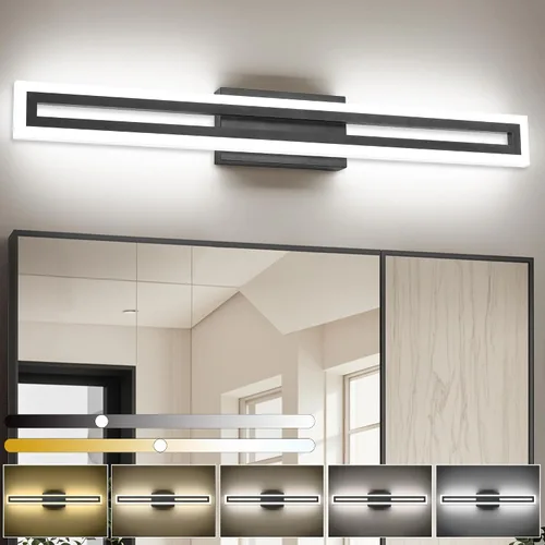 Vista 16 de SOLFART Luces de tocador de baño sobre espejo 14W 60 cm Luz de baño moderna negra 6000K ND